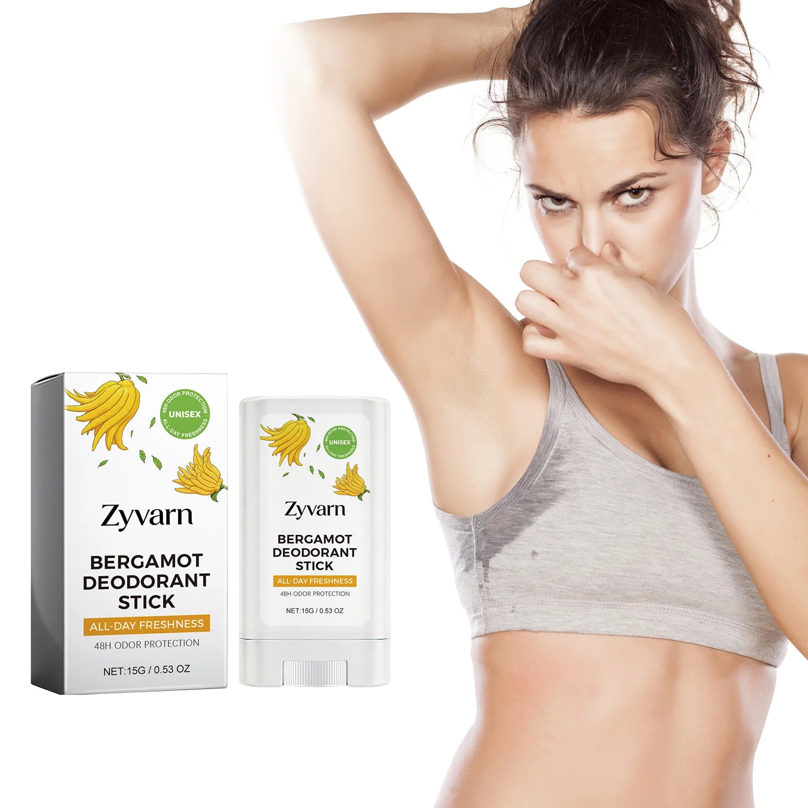 Refreshing Deodorant Balm Stick Natural Bergamot All Day Anti-Odor Easy Apply Pocket Size Portable Underarm Fragrance Balm Stick