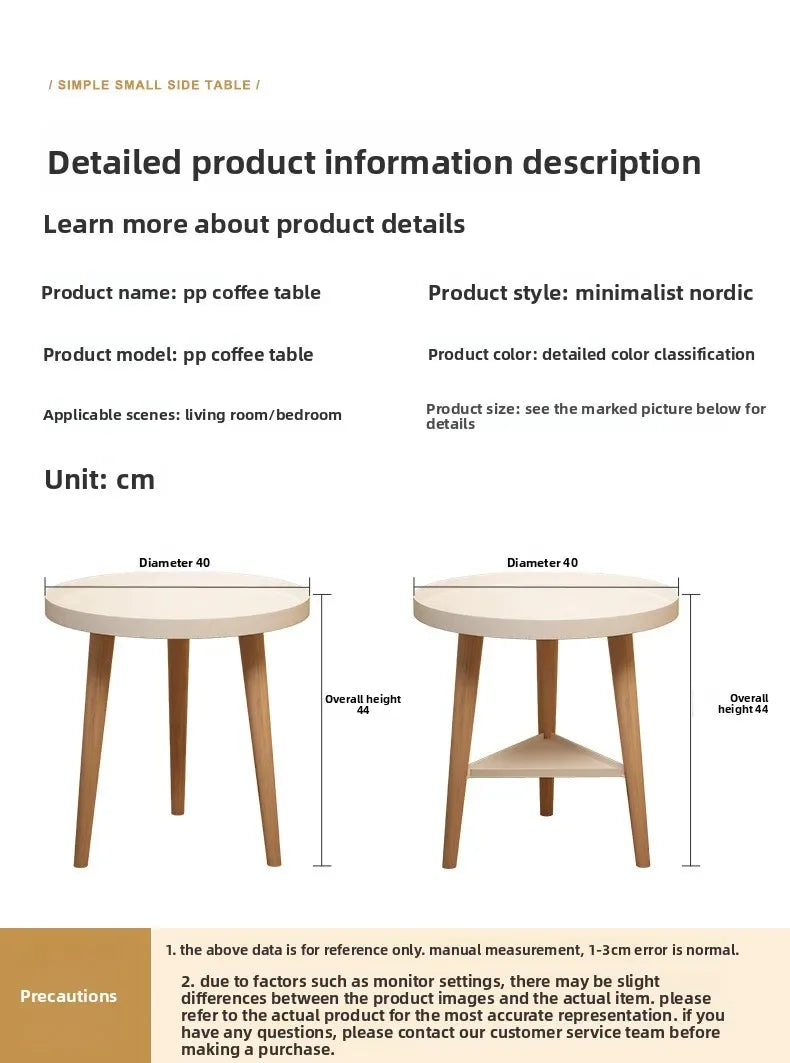 Small round table small apartment bedside table bedroom coffee table rack