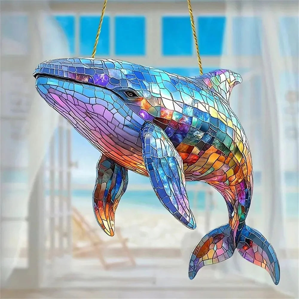 2D Acrylic Flat Printing Birds Flowers Animal Pendant Home Tree Window Hanging Decor Gift Car Backpack Pet Wind Chime Ornament