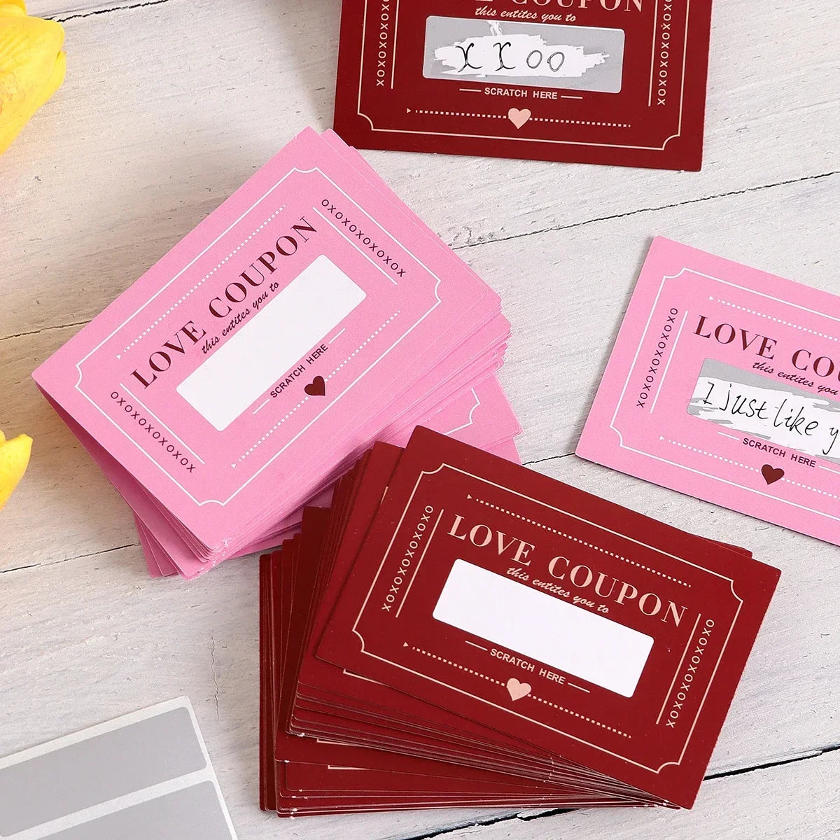 10 /20 PScratch Valentines Day Card Love Coupons Love Note Scratch Off Cards Valentine'S Day Anniversary Greeting Card DIY Gifts