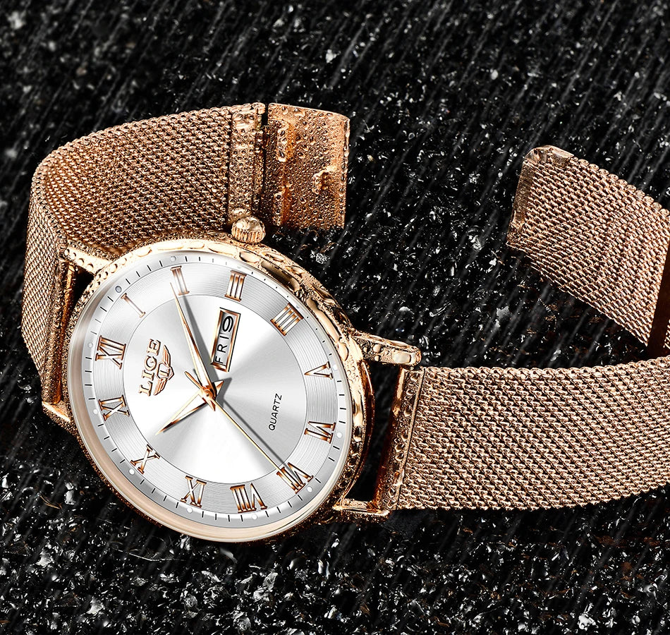 LIGE New Creative Ladies Watches Fashion Waterproof Quartz Watch For Women Casual Sport Bracelet Watch Female Relogio Feminino