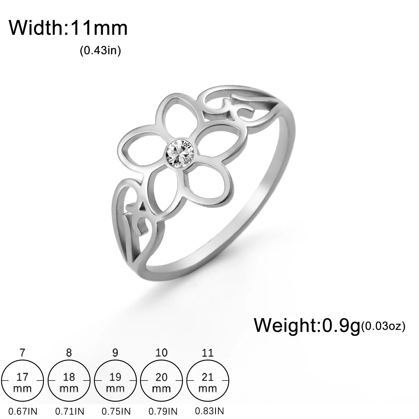 Skyrim Stainless Steel Flower Ring With Clear Zircon Women's Rings Wedding Band Bohemian Jewelry Anniversary Gift Wholesale