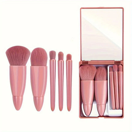 5PCS Mini Makeup Brush Set with Mirror Case