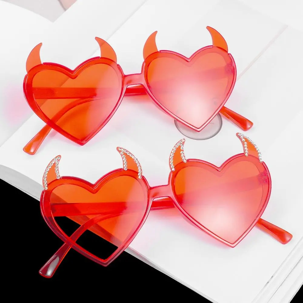 Rock Horn Sun Glasses Devil Ear Heart Shape UV Protection Sunglasses Cosplay Glasses Halloween Decoration for Halloween Party