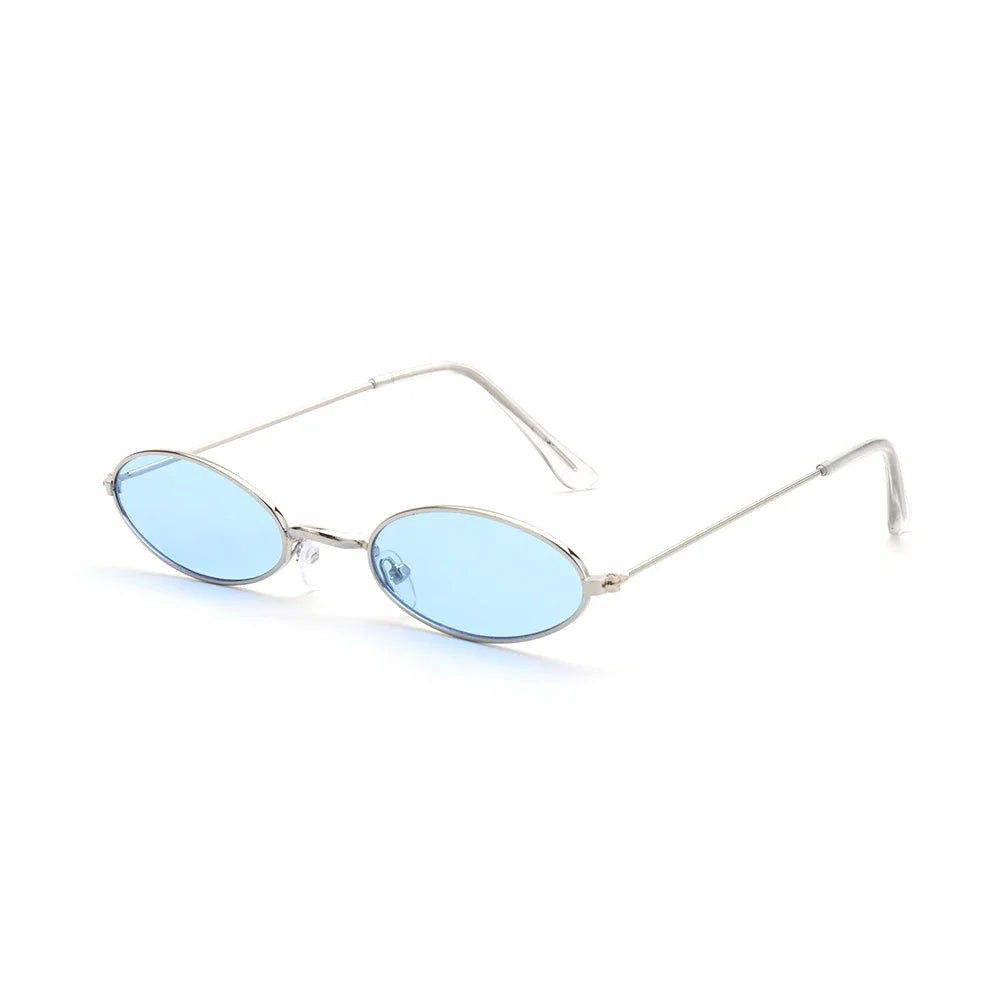 Retro Fashion Designer Sunglasses for Women Men Vintage Small Oval Shades Black Red Metal Sun Glasses Trendy Streetwear Eyewear