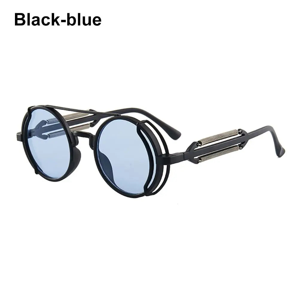 Fashion UV400 Protection Double Spring Temples Round Sunglasses Men's Eyewear Steampunk Sunglasses Sun Glasses