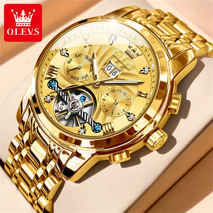 OLEVS Classic Men's Watches Tourbillon Multi-function Full Automatic