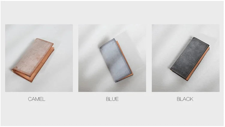 Ultra-Thin Leather Wallet for Men Simple Design Single Fold RFID Genuine Leather Coin Purse Long Wallet Casual Daily Use