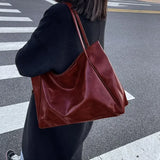 Women Tote Bags Fashion Underarm Pouch Large Capacity Soft Pu Shoulder Bag Retro Crossbody Bag Casual Portable Bucket Bag