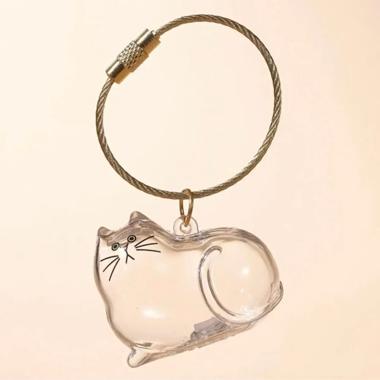 Creative Cat Hair Storage Capsule Transparent Cute Cat/Dog Charm Resin Pendant With Key Ring for Pet Lover DIY Memorial Keychain