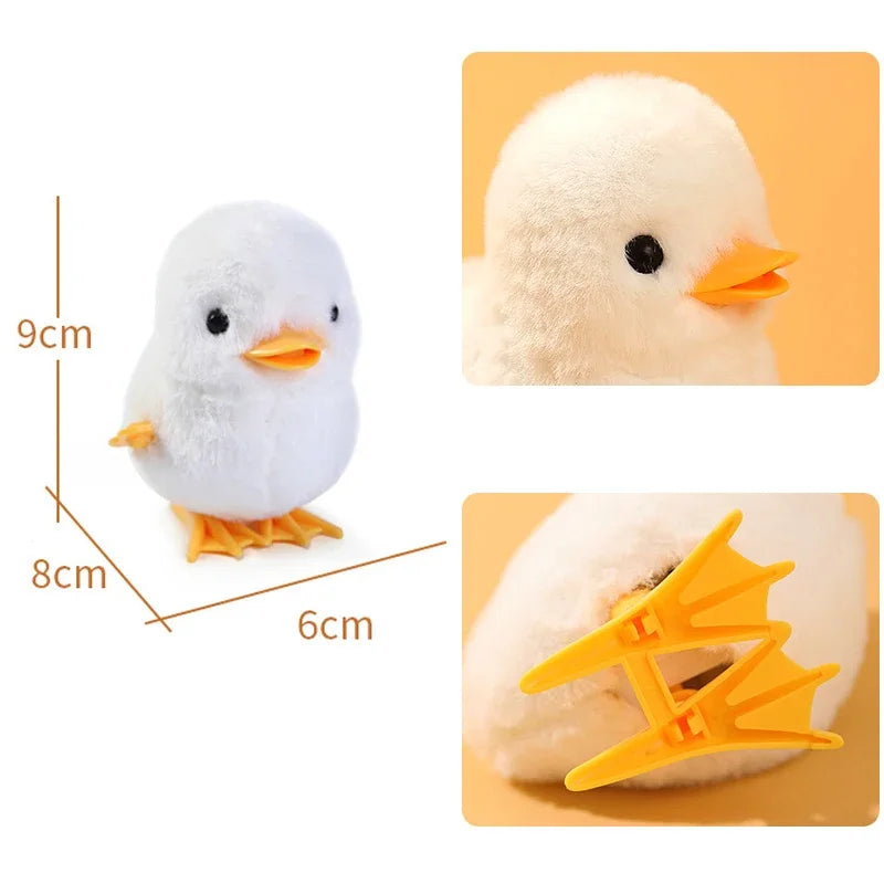 Little Duck Wind Up Toys Yellow Jumping Chick Cute Plush Simulation Educational Walking Chicken Interesting Toy For Kids