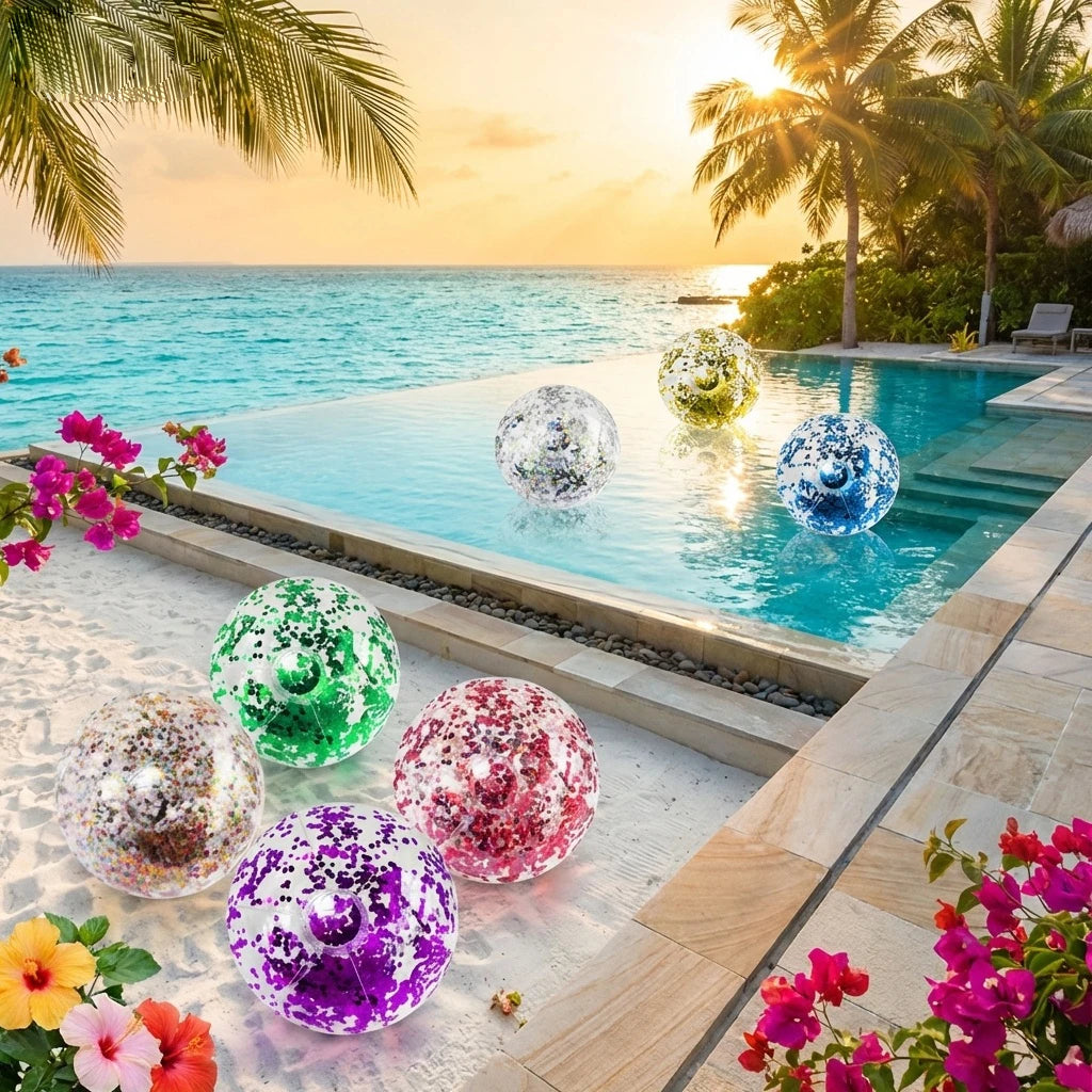 1pc 10.6 inch Inflatable Glitter Beach Ball Seaside Water Toys And Pool Party Gifts Carnival Prizes Water Game Toys