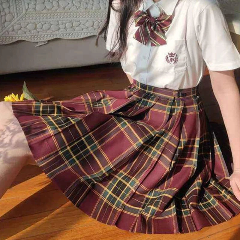 ZOKI Plaid Women Pleated Skirt Bow Knot Summer High Waist Preppy Girls Dance Mini Skirt Cute A Line Harajuku Sexy Japan Faldas