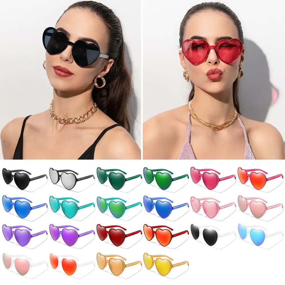 Trendy Cosplay Party Glasses Eyewear Heart-Shaped Sunglasses UV400 Protection Heart Sunglasses for Women Clout Goggle
