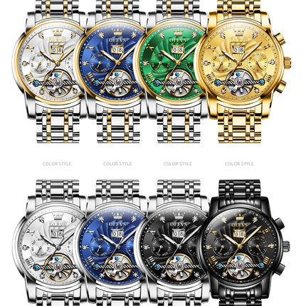 OLEVS Classic Men's Watches Tourbillon Multi-function Full Automatic