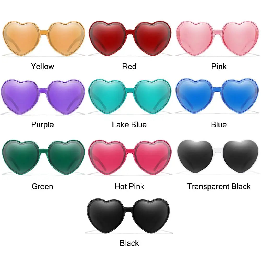 Trendy Cosplay Party Glasses Eyewear Heart-Shaped Sunglasses UV400 Protection Heart Sunglasses for Women Clout Goggle