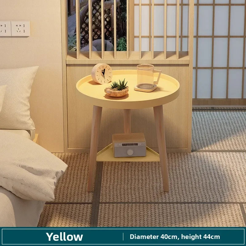 Small round table small apartment bedside table bedroom coffee table rack