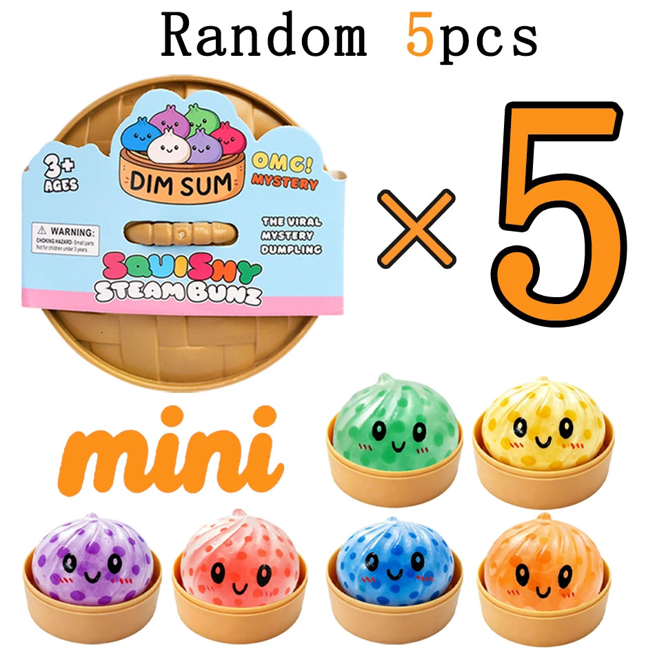 Blind Box Colorful Glitter Dumpling Glitter Dumpling Squishy with Box Mini Dumplings Sensory Squeeze Toy for Stress Relief