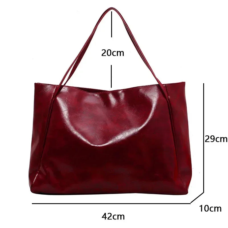 Women Tote Bags Fashion Underarm Pouch Large Capacity Soft Pu Shoulder Bag Retro Crossbody Bag Casual Portable Bucket Bag