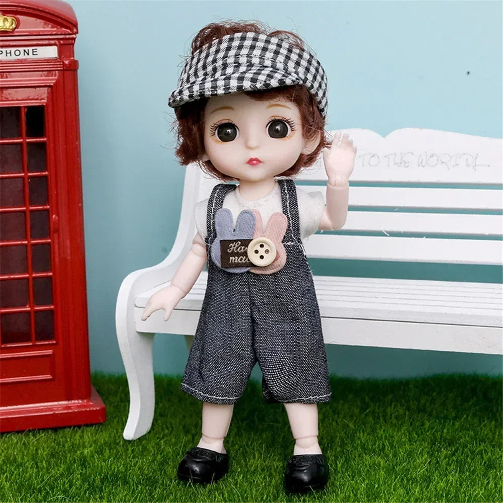 16cm 1/12 Cute Princess Doll 13 Joints BJD DIY Doll Toys with Clothes Shoes Movable Sweet Face Child Girl Birthday Gift for Kids