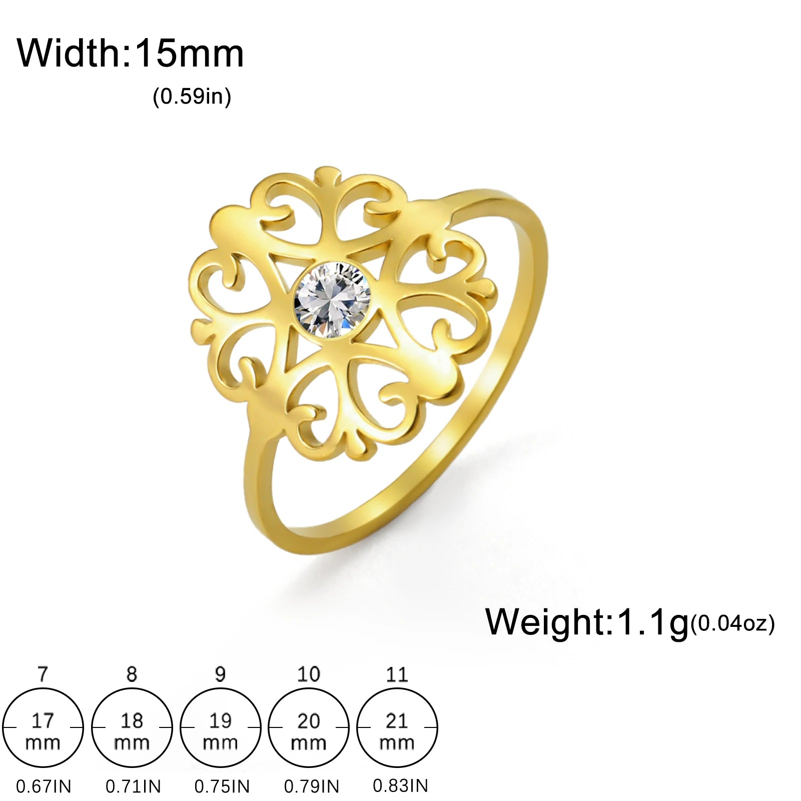 Skyrim Stainless Steel Flower Ring With Clear Zircon Women's Rings Wedding Band Bohemian Jewelry Anniversary Gift Wholesale