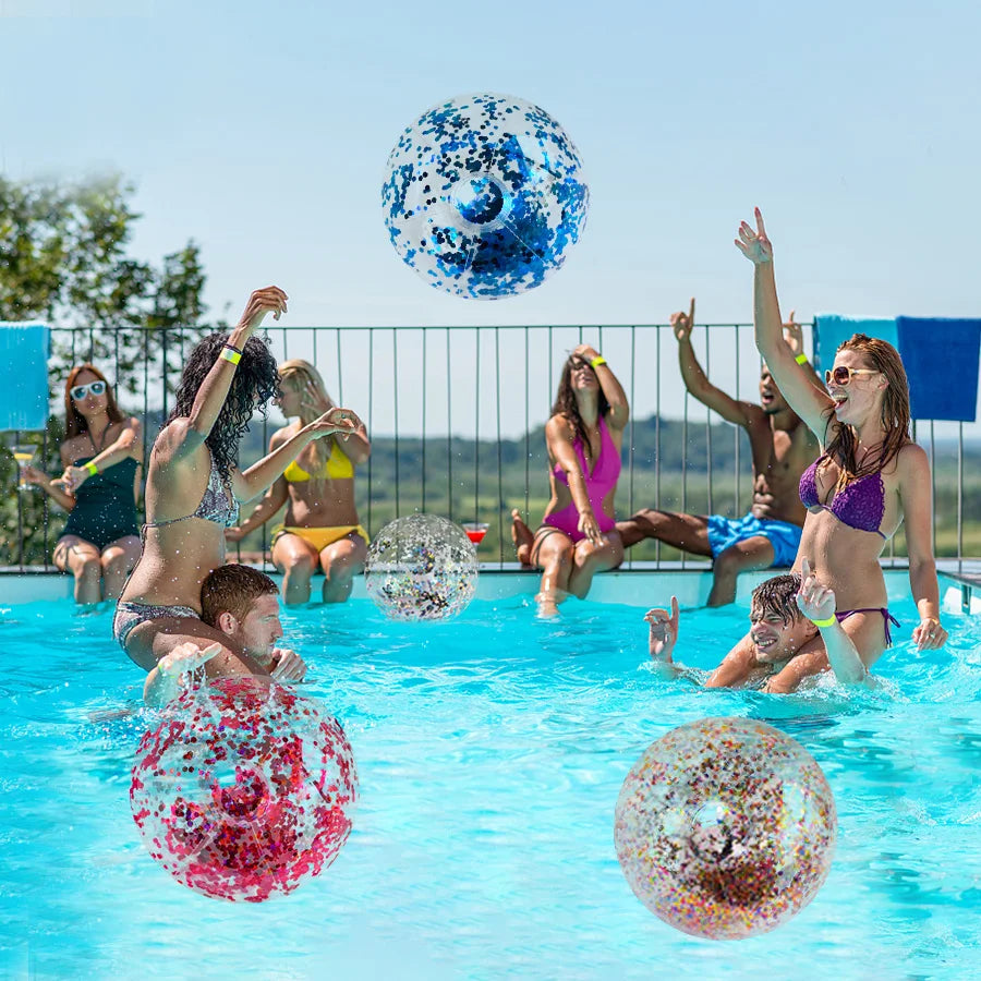 1pc 10.6 inch Inflatable Glitter Beach Ball Seaside Water Toys And Pool Party Gifts Carnival Prizes Water Game Toys