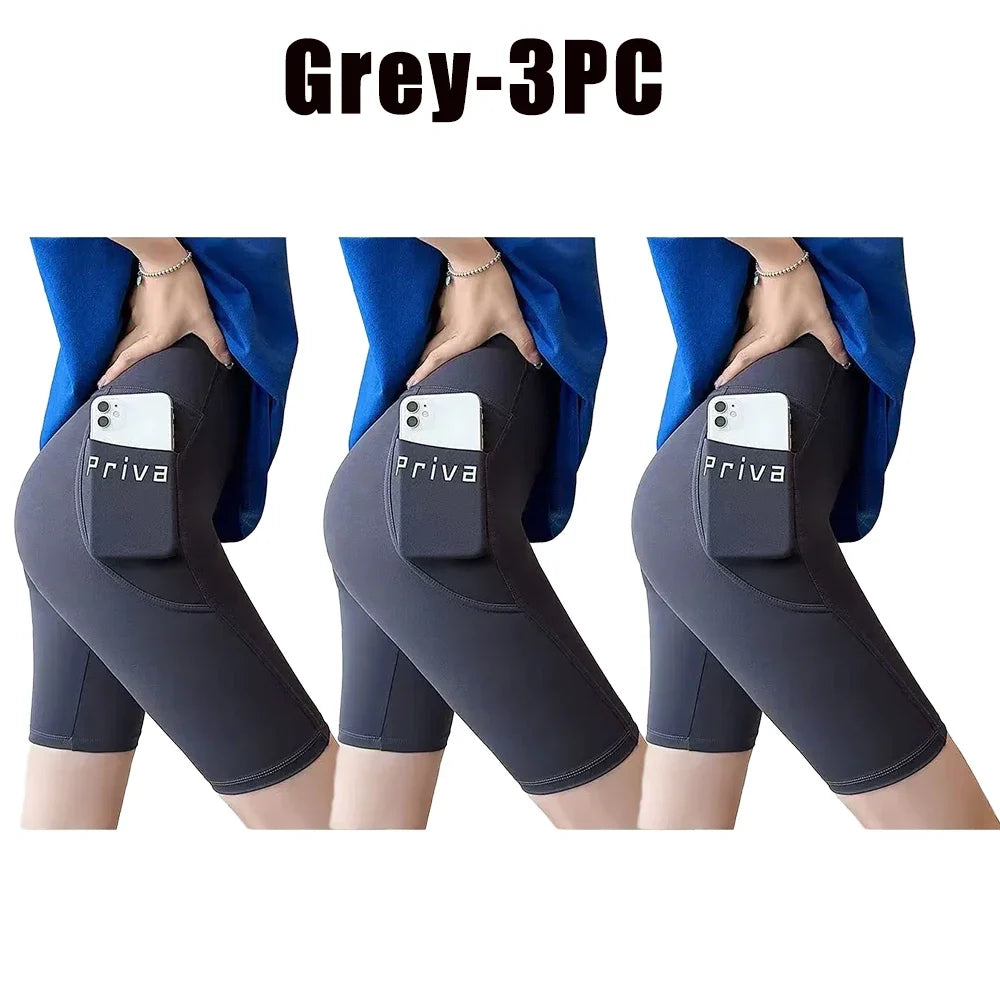 Ladies Yoga Shorts High Waist Tight Fitness 2-in-1 Workout Streetwear Casual Gym Running Activewear Comfy Shorts