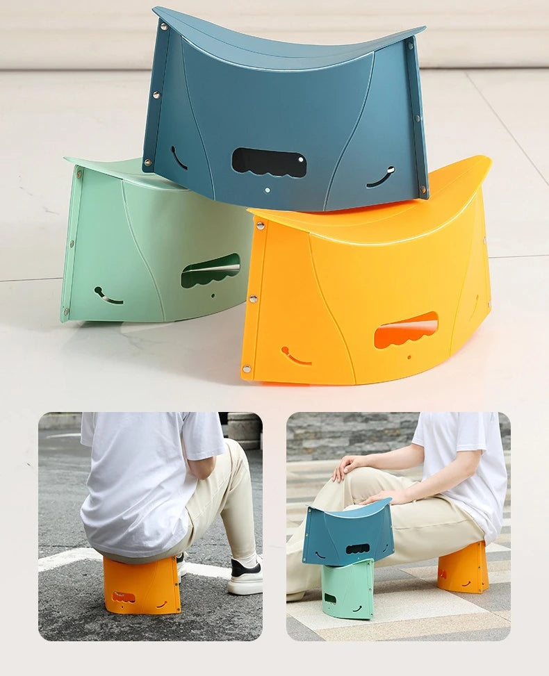 Folding Card Stool Portable Plastic Camping Chair Multi-Function Outdoor Foldable Lightweight Seat for Fishing Picnic Travel