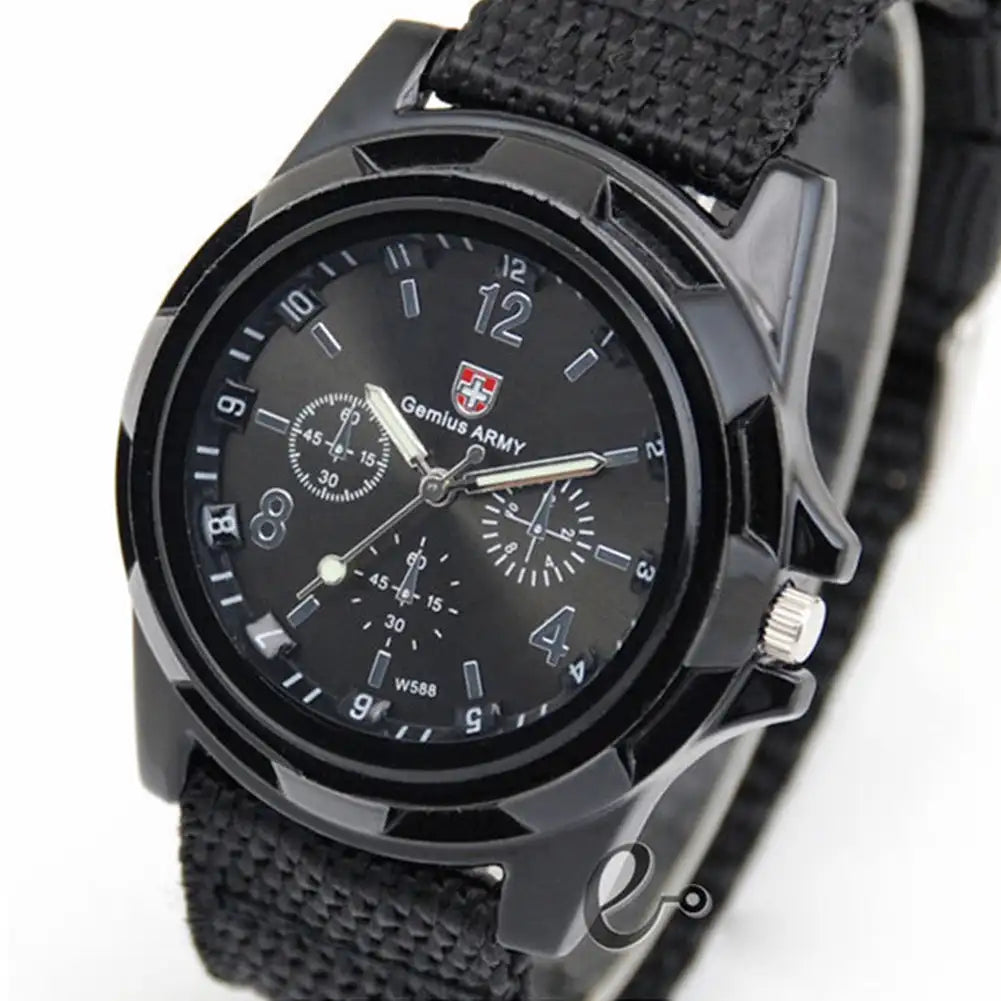 Men  Quartz Watch Nylon Watches Canvas Strap Casual Sports Wristwatch