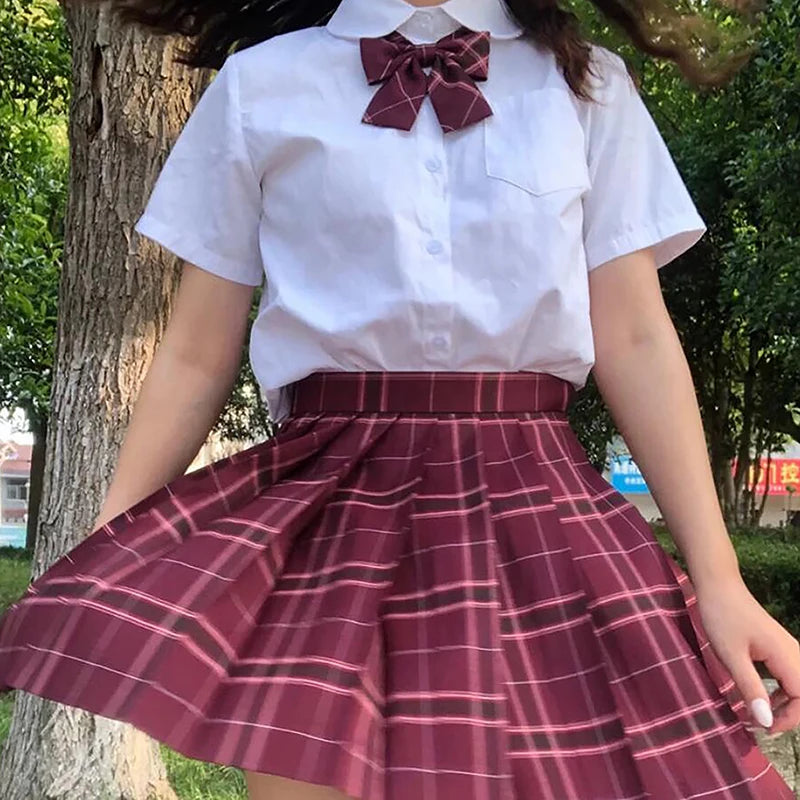 ZOKI Plaid Women Pleated Skirt Bow Knot Summer High Waist Preppy Girls Dance Mini Skirt Cute A Line Harajuku Sexy Japan Faldas