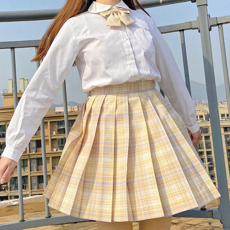 ZOKI Plaid Women Pleated Skirt Bow Knot Summer High Waist Preppy Girls Dance Mini Skirt Cute A Line Harajuku Sexy Japan Faldas