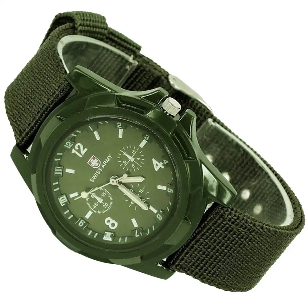 Men  Quartz Watch Nylon Watches Canvas Strap Casual Sports Wristwatch
