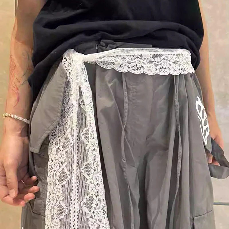 1PCS White Lace Elastic Bow Tie Bohemian Waist Chain Belt for Women Fashion Sweater Chain Waist Seal Body Decor Accessories
