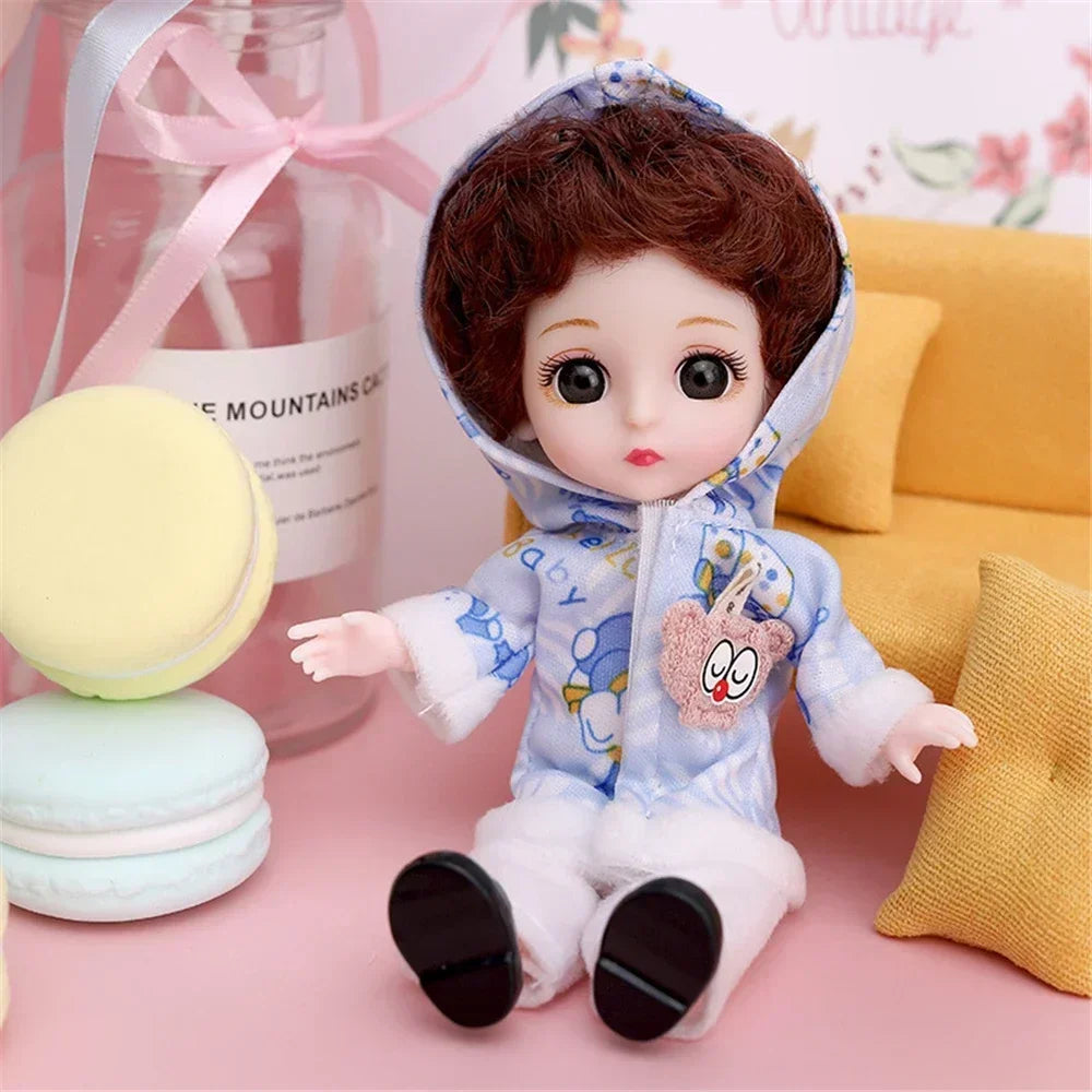 16cm 1/12 Cute Princess Doll 13 Joints BJD DIY Doll Toys with Clothes Shoes Movable Sweet Face Child Girl Birthday Gift for Kids