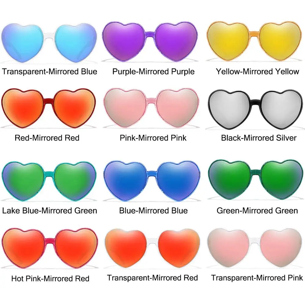 Trendy Cosplay Party Glasses Eyewear Heart-Shaped Sunglasses UV400 Protection Heart Sunglasses for Women Clout Goggle