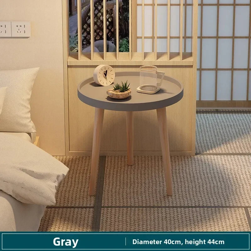 Small round table small apartment bedside table bedroom coffee table rack