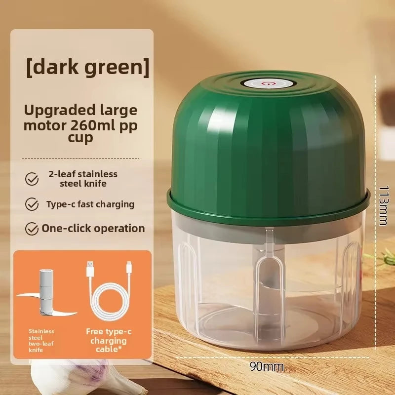1 set of garlic puree machine 260ml wireless rechargeable electric vegetable chopper garlic grinder kitchen tool food mixer