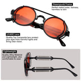 Fashion UV400 Protection Double Spring Temples Round Sunglasses Men's Eyewear Steampunk Sunglasses Sun Glasses