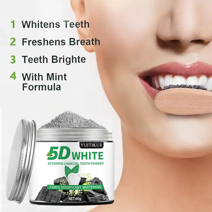 5D White Charcoal Teeth Whitening Powder