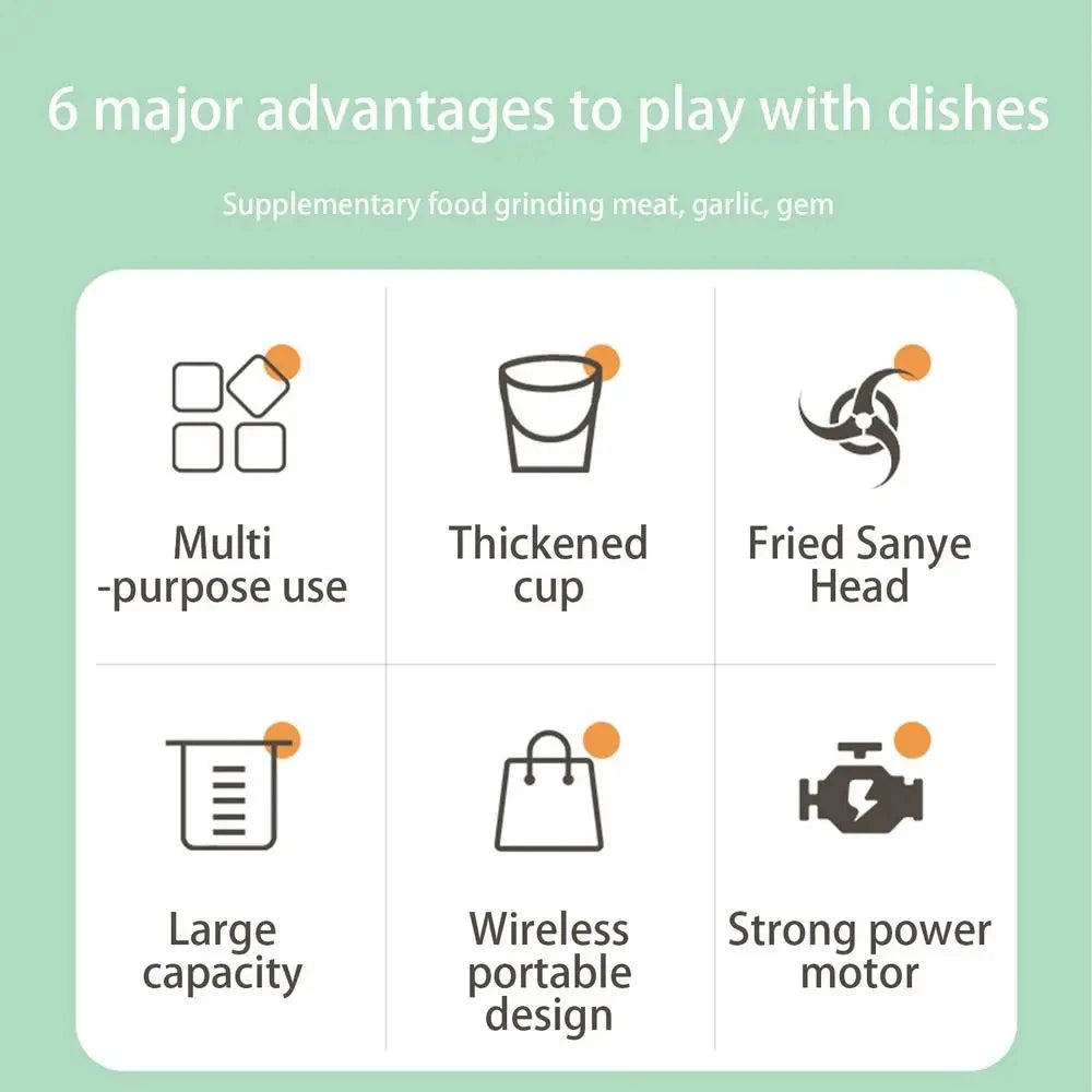 1 set of garlic puree machine 260ml wireless rechargeable electric vegetable chopper garlic grinder kitchen tool food mixer