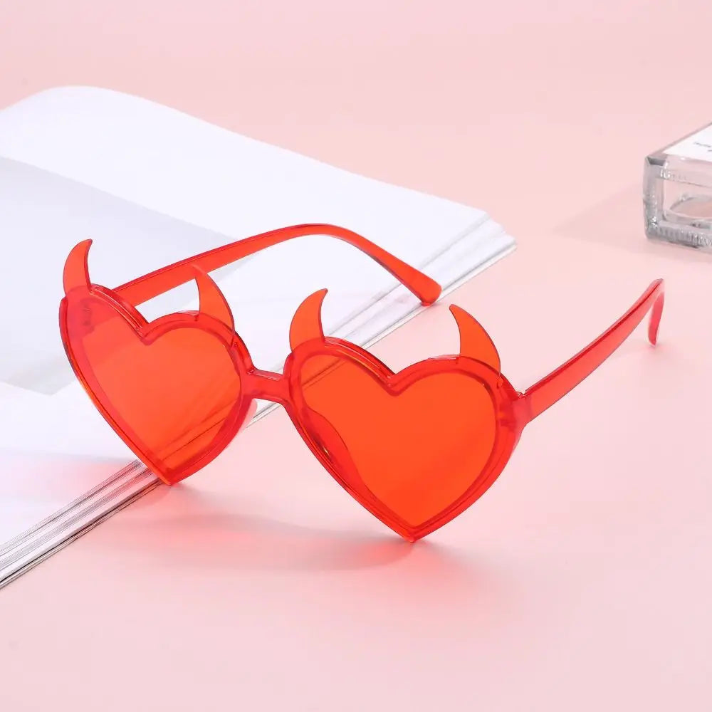 Rock Horn Sun Glasses Devil Ear Heart Shape UV Protection Sunglasses Cosplay Glasses Halloween Decoration for Halloween Party