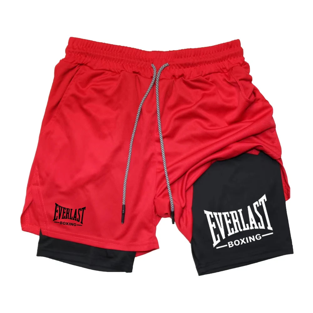 Men's Compression Gym Short Sports Pants Double Layered Quick Drying Running Muscle Fitness Athletic Multi-functional Activewear