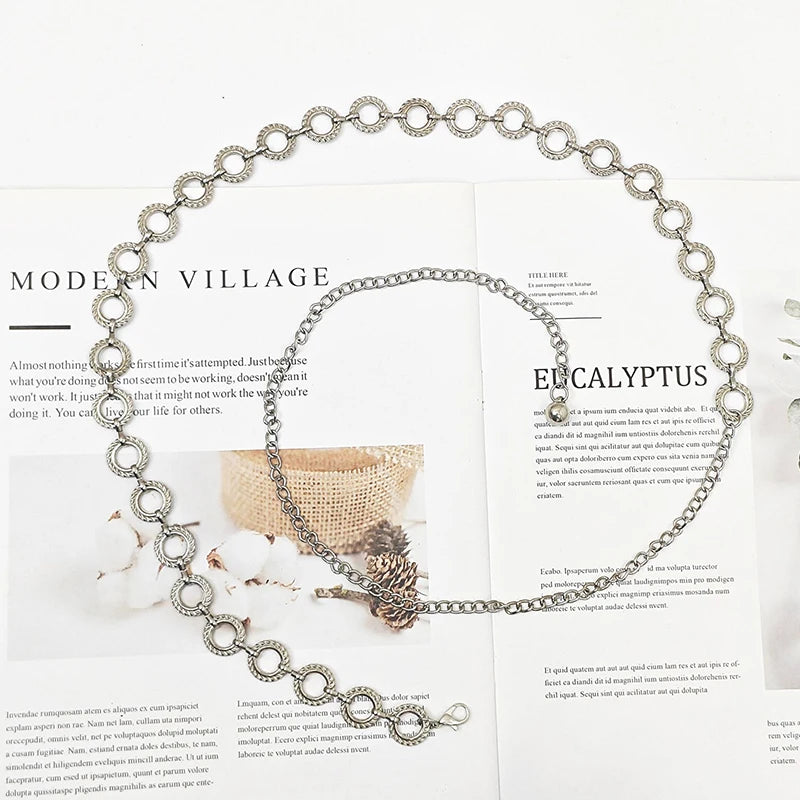 Retro Versatile Ethnic Style Metal Bohemian Waist Chain Belt For Women Fashion Sweater Chain Waist Seal Body Decor Accessories