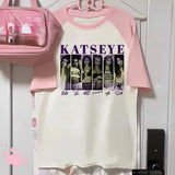 Katseye t-shirt girl 2000s anime hip hop Pastel harajuku  t shirt 2000s Retro harajuku aesthetic