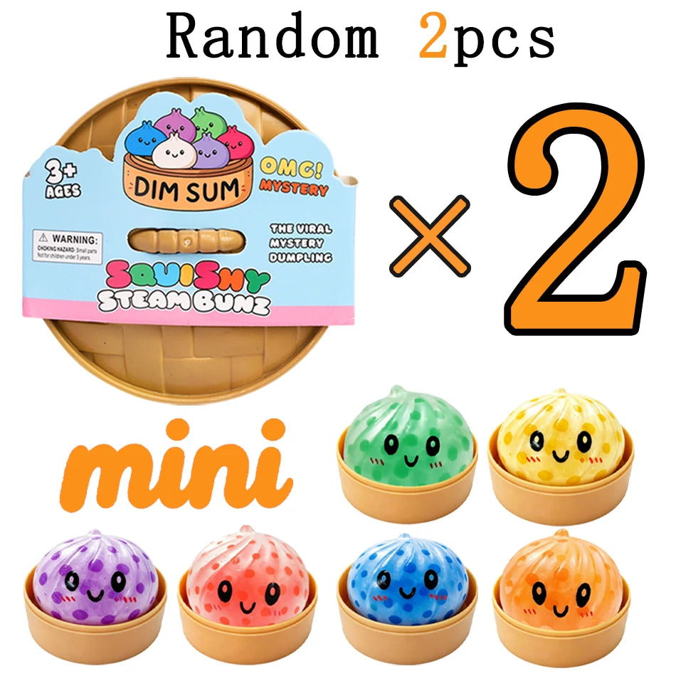 Blind Box Colorful Glitter Dumpling Glitter Dumpling Squishy with Box Mini Dumplings Sensory Squeeze Toy for Stress Relief