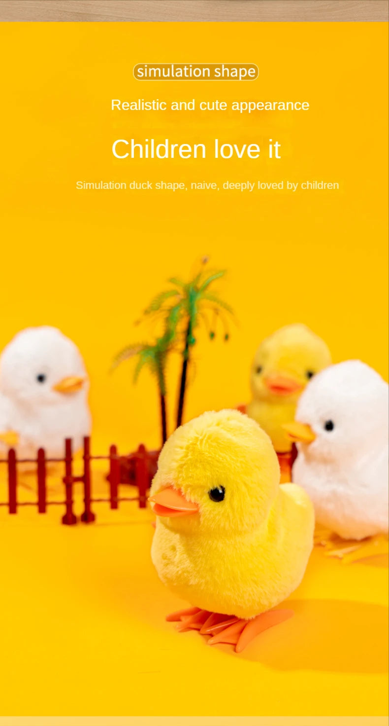 Little Duck Wind Up Toys Yellow Jumping Chick Cute Plush Simulation Educational Walking Chicken Interesting Toy For Kids