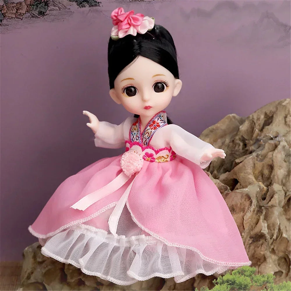 16cm 1/12 Cute Princess Doll 13 Joints BJD DIY Doll Toys with Clothes Shoes Movable Sweet Face Child Girl Birthday Gift for Kids