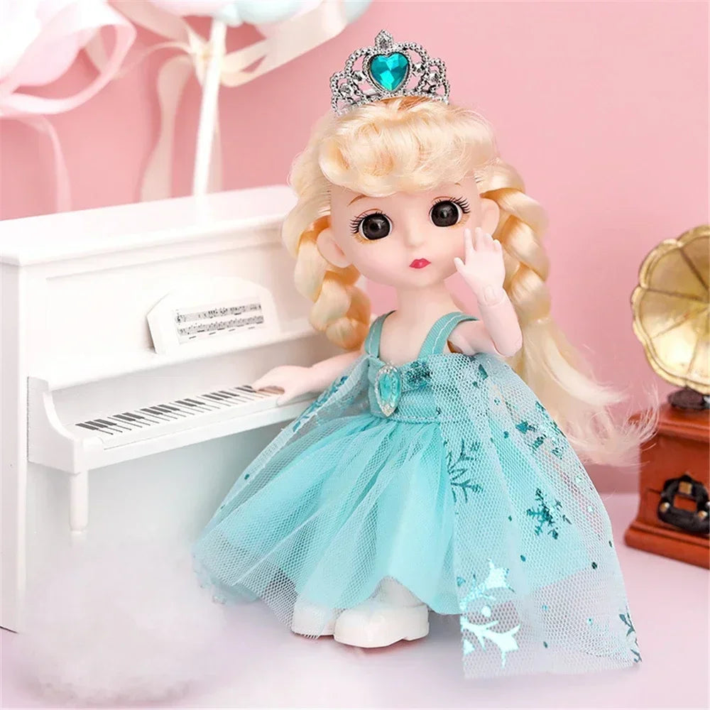 16cm 1/12 Cute Princess Doll 13 Joints BJD DIY Doll Toys with Clothes Shoes Movable Sweet Face Child Girl Birthday Gift for Kids
