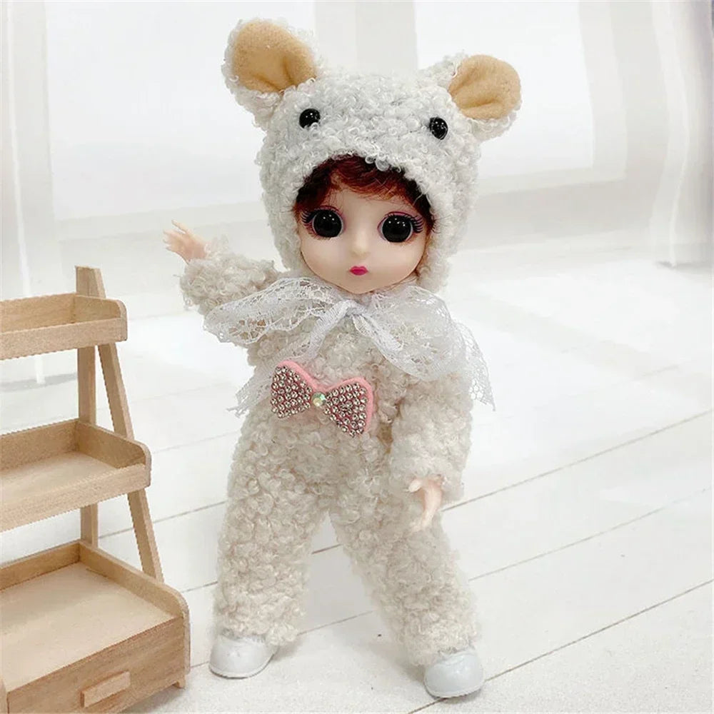 16cm 1/12 Cute Princess Doll 13 Joints BJD DIY Doll Toys with Clothes Shoes Movable Sweet Face Child Girl Birthday Gift for Kids