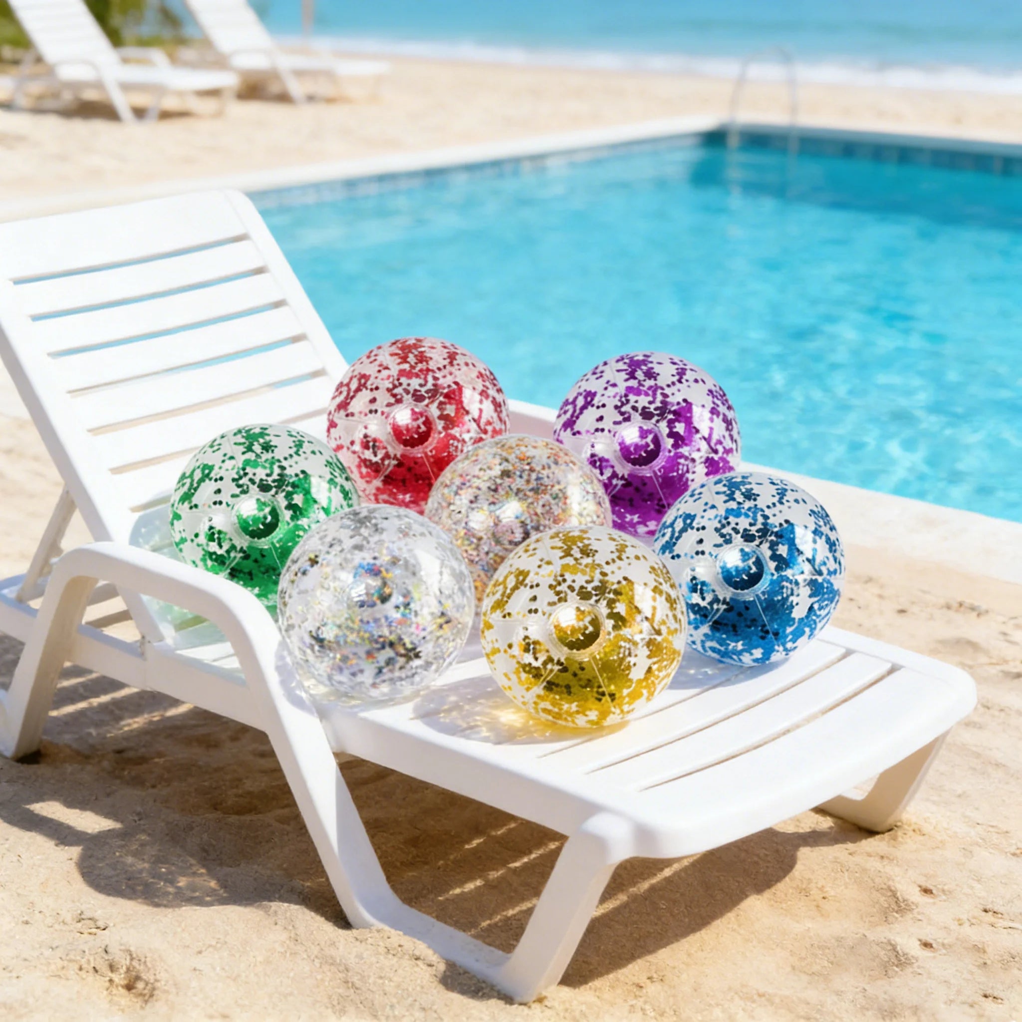 1pc 10.6 inch Inflatable Glitter Beach Ball Seaside Water Toys And Pool Party Gifts Carnival Prizes Water Game Toys